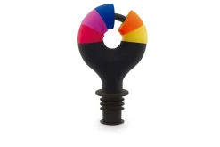 Bouchon en silicone Pulltex pour vin et champagne + 6 marque-verres colorés