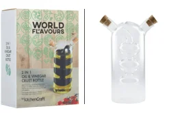 Bouteille à huile et vinaigre 2 en 1 KitchenCraft World of Flavours en verre 300ml et 100ml