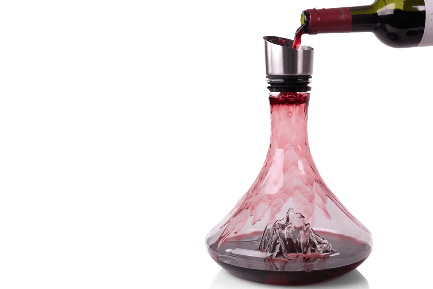 Carafe à vin Alaskan Maker Topographic Mont Blanc en verre cristallin soufflé à la main