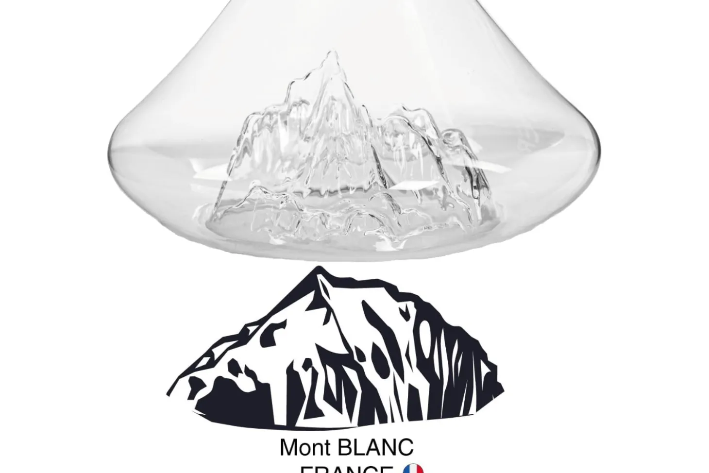 Carafe à vin Alaskan Maker Topographic Mont Blanc en verre cristallin soufflé à la main