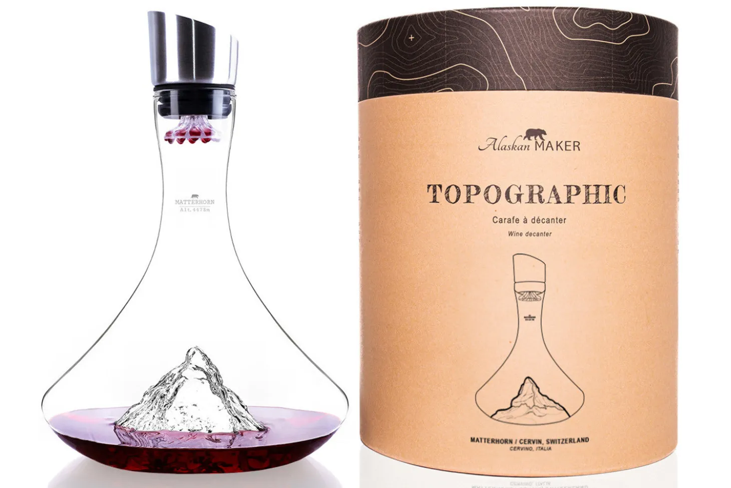 Carafe à vin Alaskan Maker Topographic Mont Cervin en verre cristallin