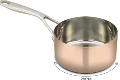 Casserole en cuivre inox droite Baumalu B'Chef poignée rivetée en fonte d'inox