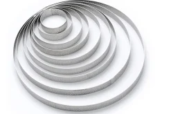 Cercle à tarte perforé inox De Buyer Valrhona bord droit hauteur 2cm