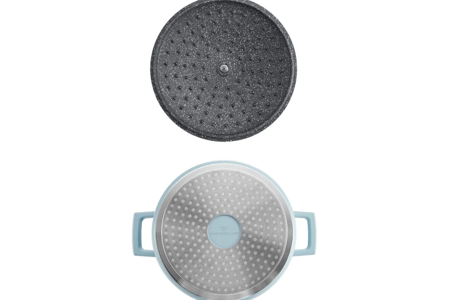 Cocotte MasterClass compatible induction en fonte d'aluminium bleu pastel 4L