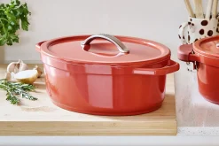 Cocotte ovale Beka Plume en aluminium 31cm - Rouge