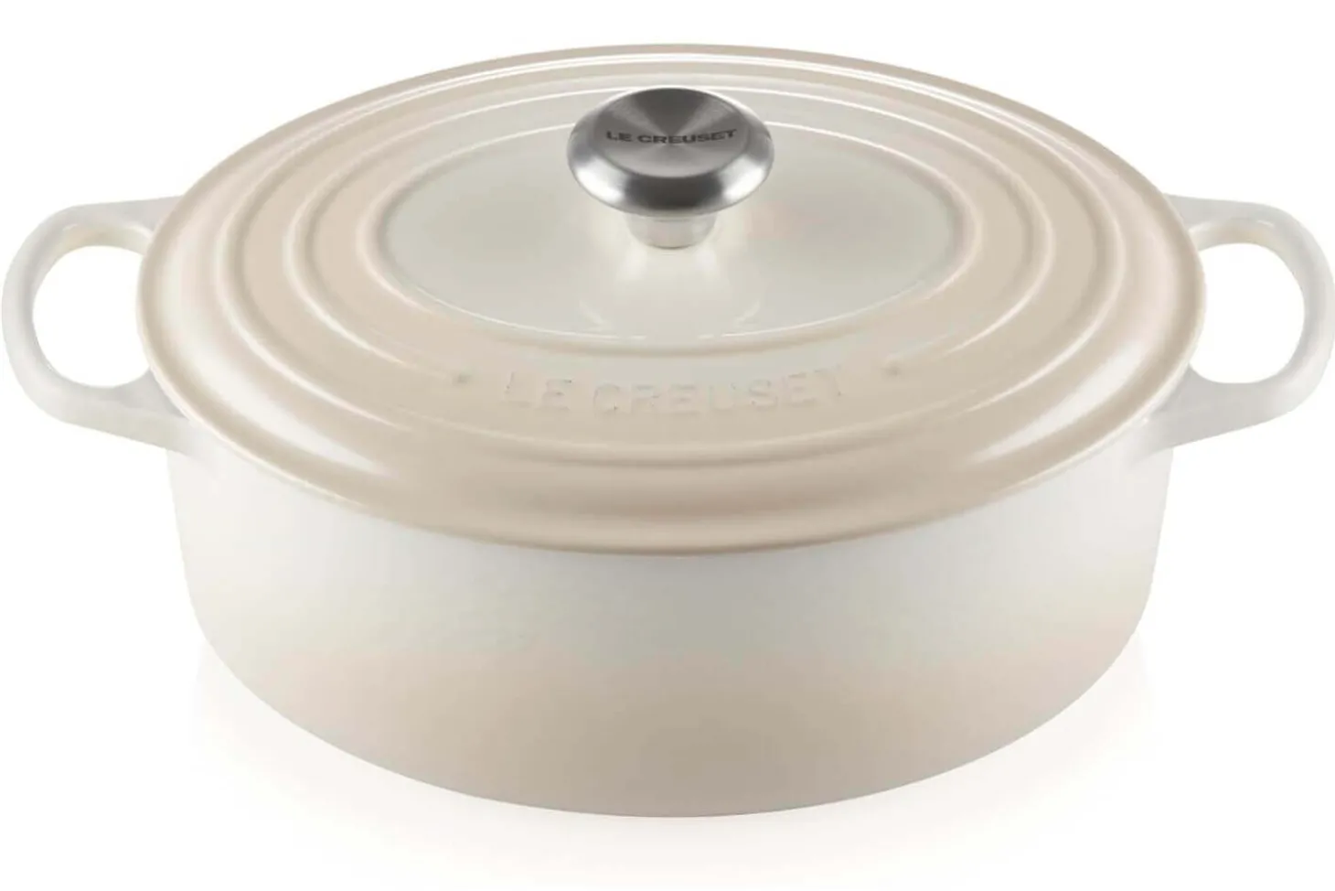 Cocotte ovale en fonte émaillée Le Creuset Signature 29cm Meringue