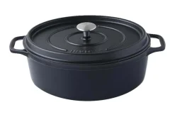 Cocotte ovale Invicta en fonte émaillée noire 35cm