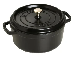 Cocotte ronde en fonte émaillée STAUB noir mat