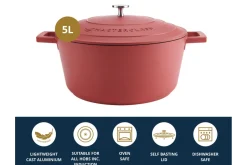 Cocotte ronde MasterClass compatible induction en fonte d'aluminium rouge 5L
