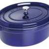 Cocotte Staub ovale en fonte émaillée bleu intense