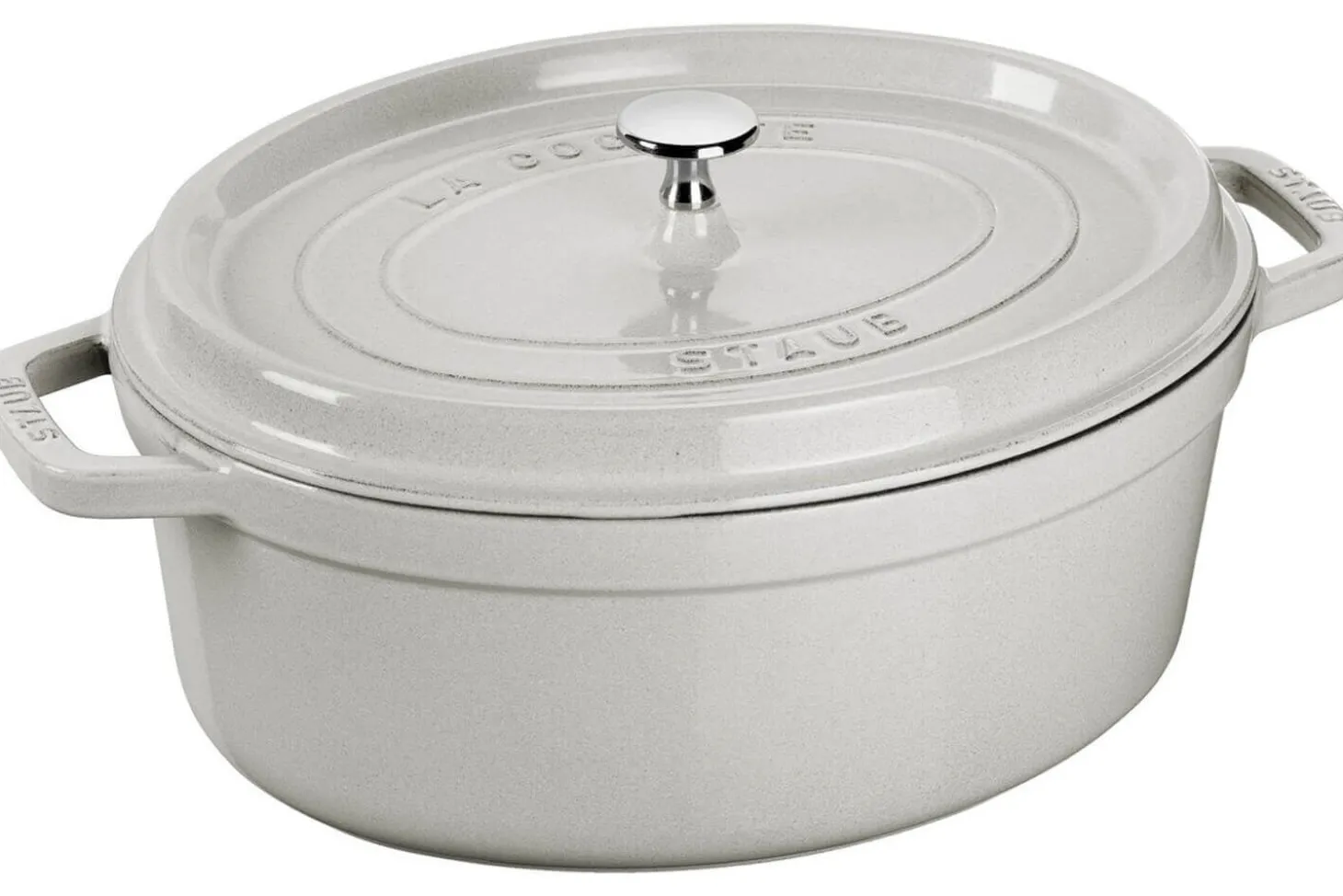 Cocotte STAUB ovale en fonte émaillée truffe blanche