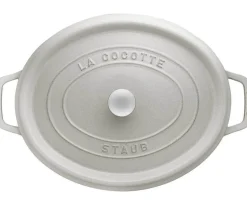 Cocotte STAUB ovale en fonte émaillée truffe blanche