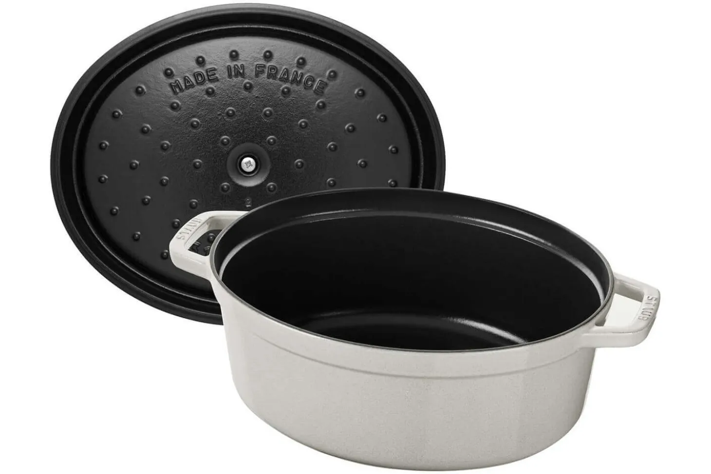Cocotte STAUB ovale en fonte émaillée truffe blanche