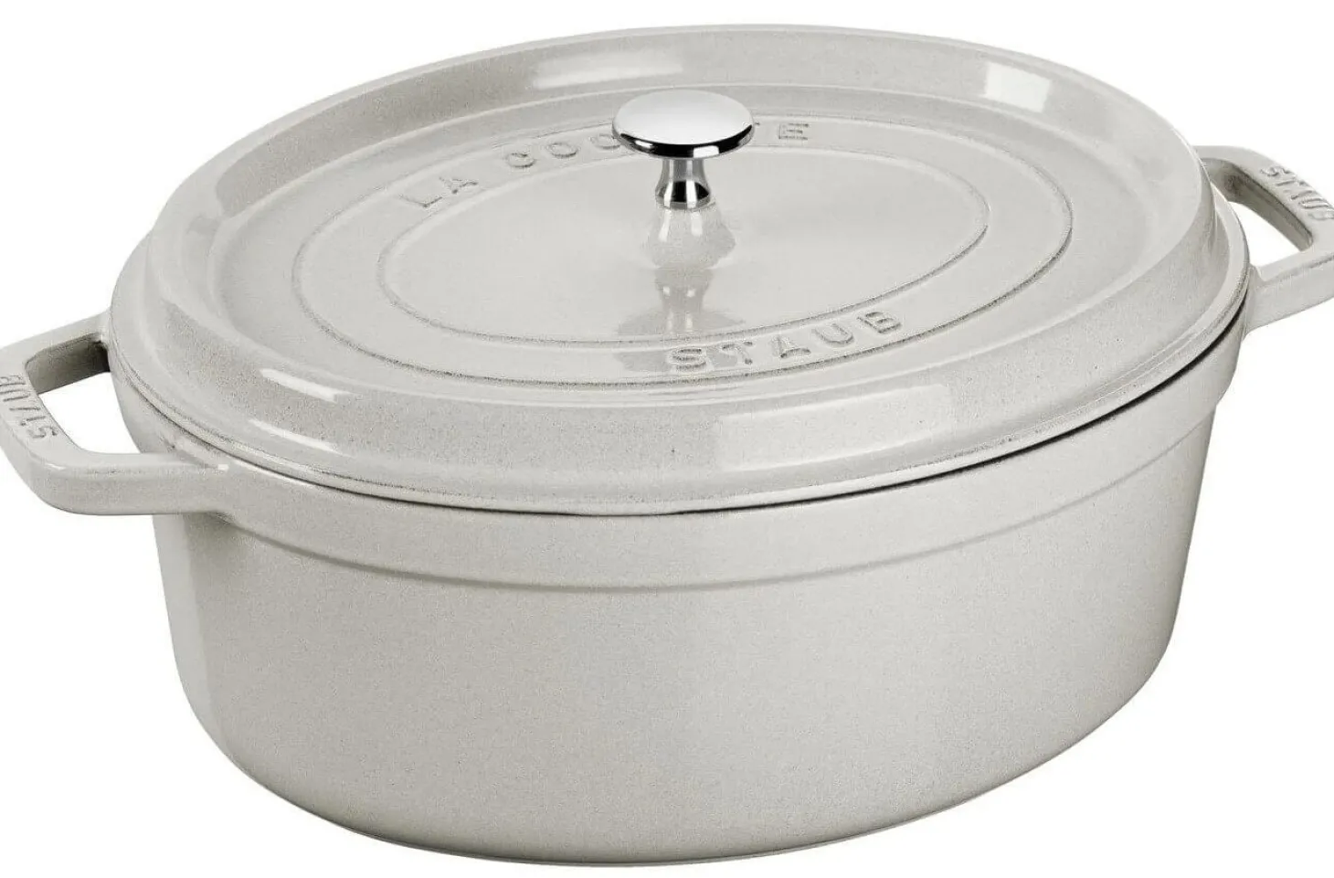 Cocotte STAUB ovale en fonte émaillée truffe blanche