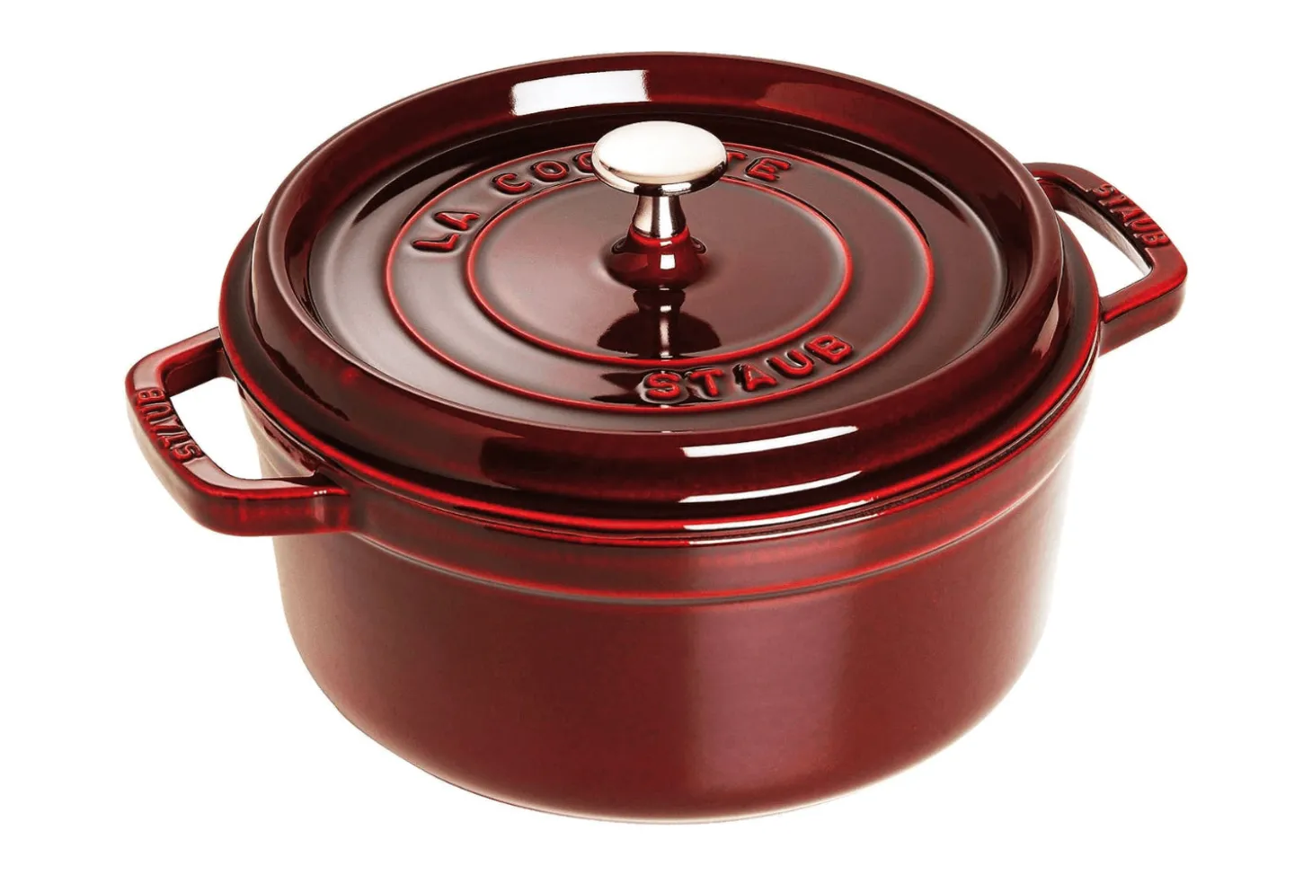 Cocotte Staub ronde en fonte émaillée grenadine