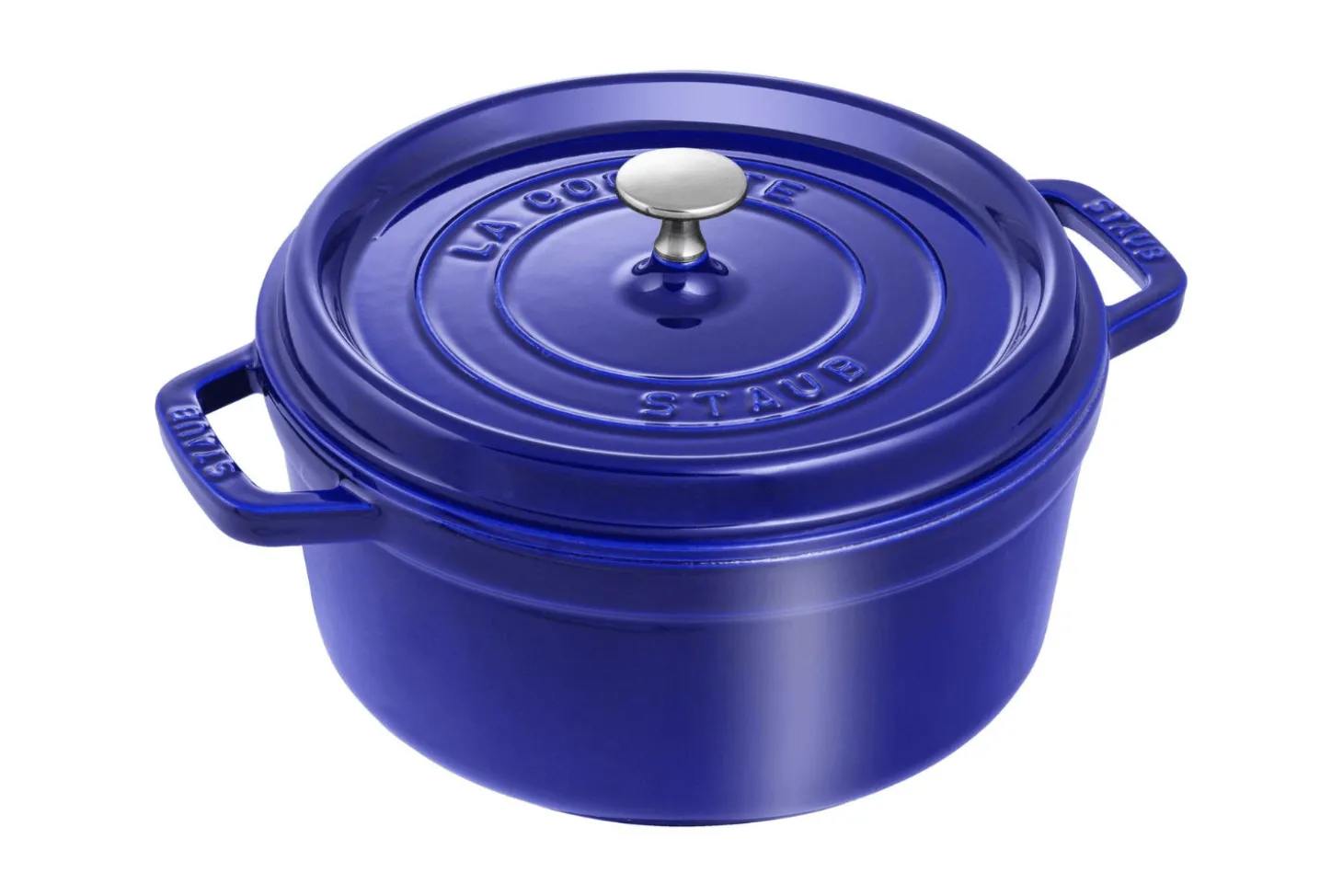 Cocotte Staub ronde en fonte émaillée bleu intense