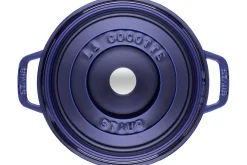Cocotte Staub ronde en fonte émaillée bleu intense