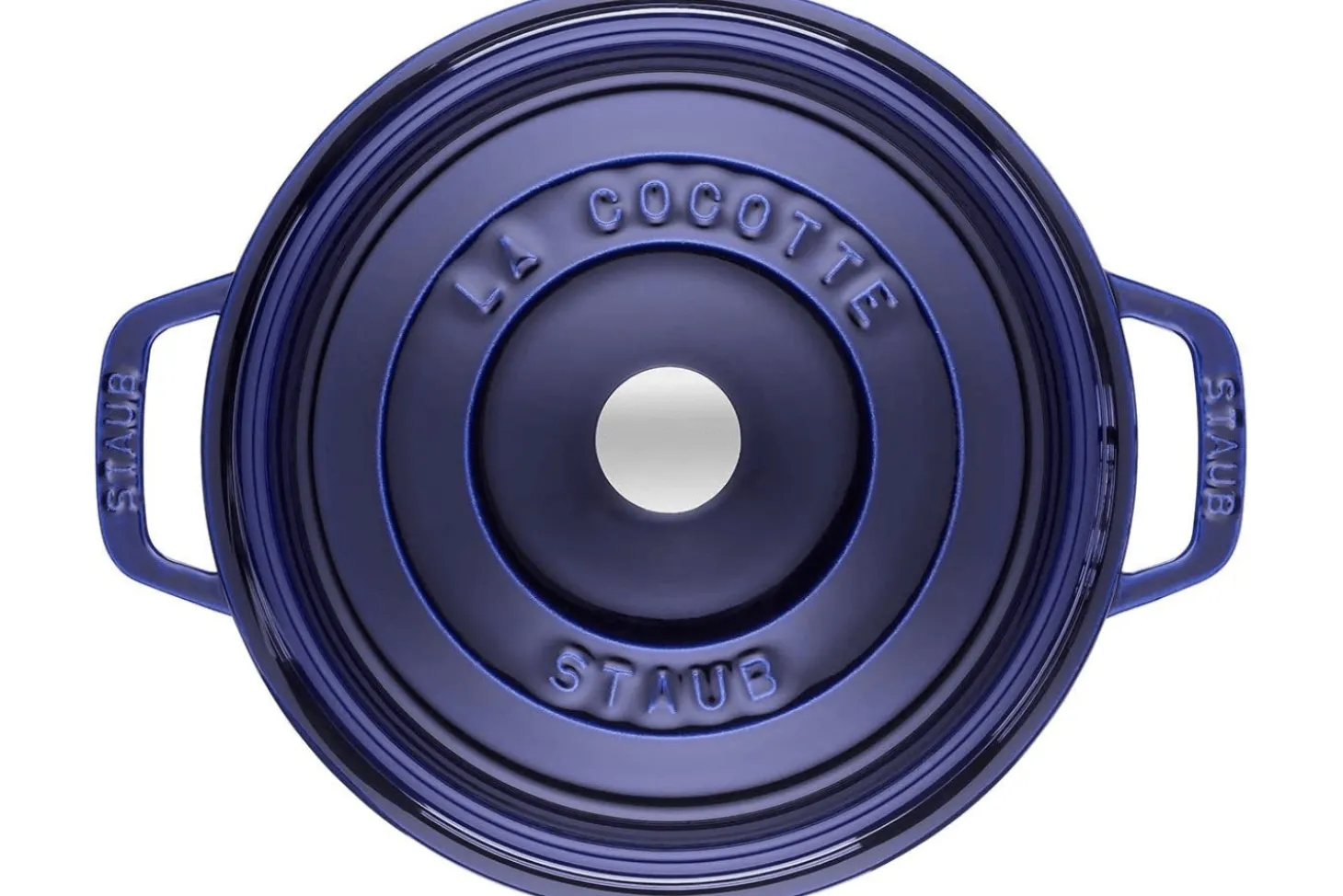 Cocotte Staub ronde en fonte émaillée bleu intense