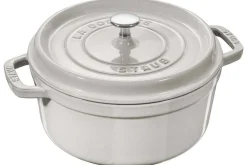 Cocotte STAUB ronde en fonte émaillée truffe blanche