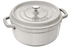 Cocotte STAUB ronde en fonte émaillée truffe blanche