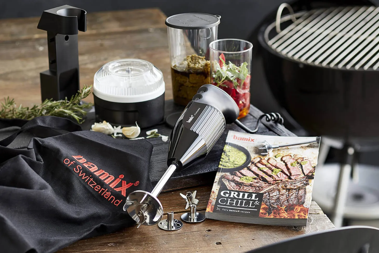 Coffret Bamix Barbecue M200 Deluxe noir - accessoires + tablier + livre de recettes