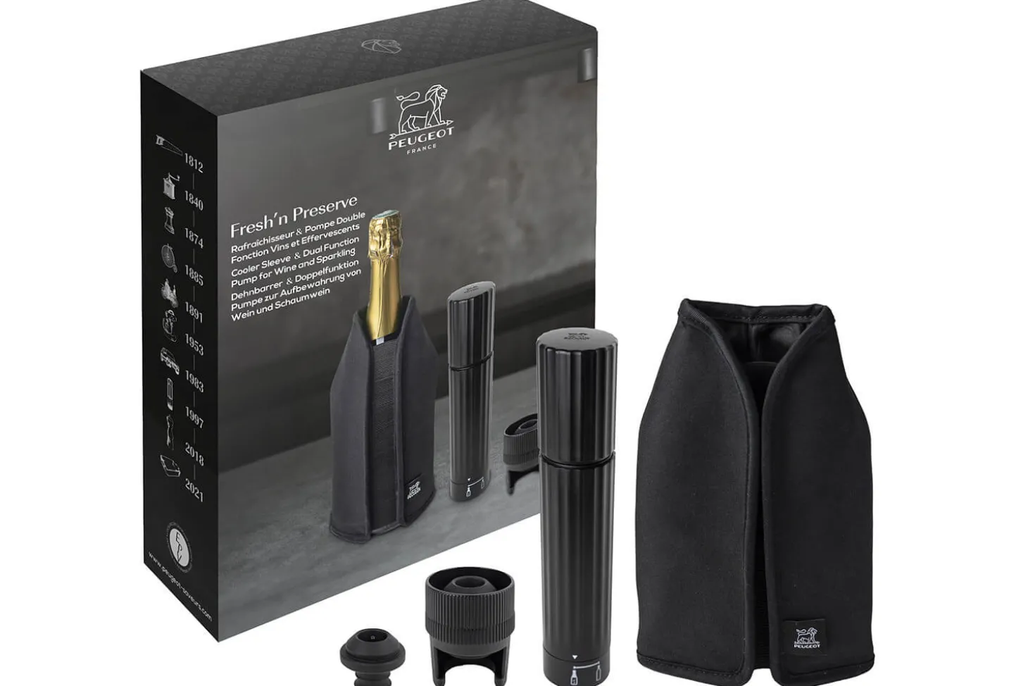 Coffret cadeau conservation vin Peugeot Fresh'n Preserve Duo vin et champagne