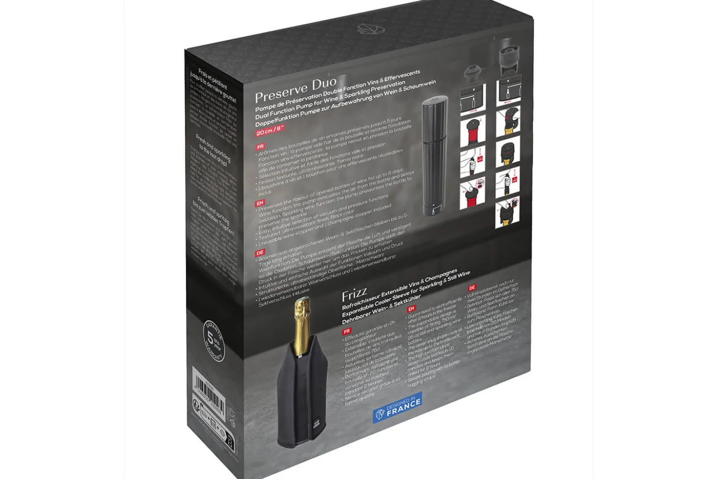 Coffret cadeau conservation vin Peugeot Fresh'n Preserve Duo vin et champagne