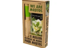 Coffret cadeau Cookut spécial mojito 1 pilon + 2 pailles en verre + 1 livre de recettes