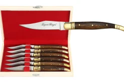 Coffret cadeau de 6 couteaux de table Laguiole Bougna manches en bois