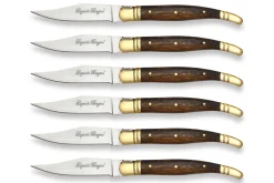 Coffret cadeau de 6 couteaux de table Laguiole Bougna manches en bois
