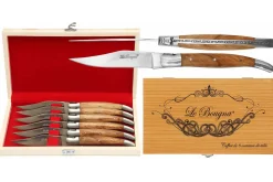 Coffret cadeau de 6 couteaux de table Le Bougna manches en Teck