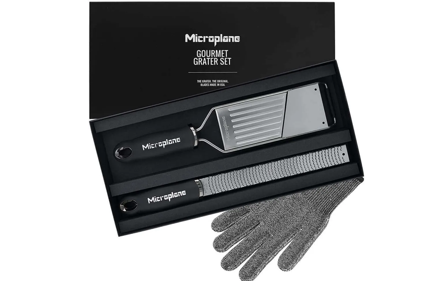 Coffret cadeau Microplane Gourmet 2 râpes + 1 gant de protection