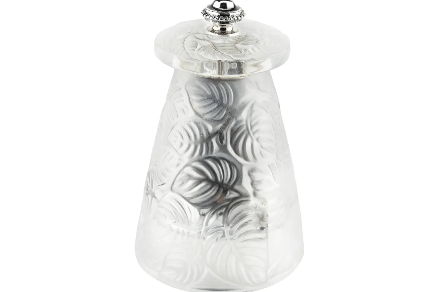 Coffret cadeau moulin à poivre + 1 moulin à sel Peugeot Lalique Feuilles en cristal 9cm - Edition limitée