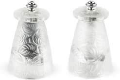 Coffret cadeau moulin à poivre + 1 moulin à sel Peugeot Lalique Feuilles en cristal 9cm - Edition limitée