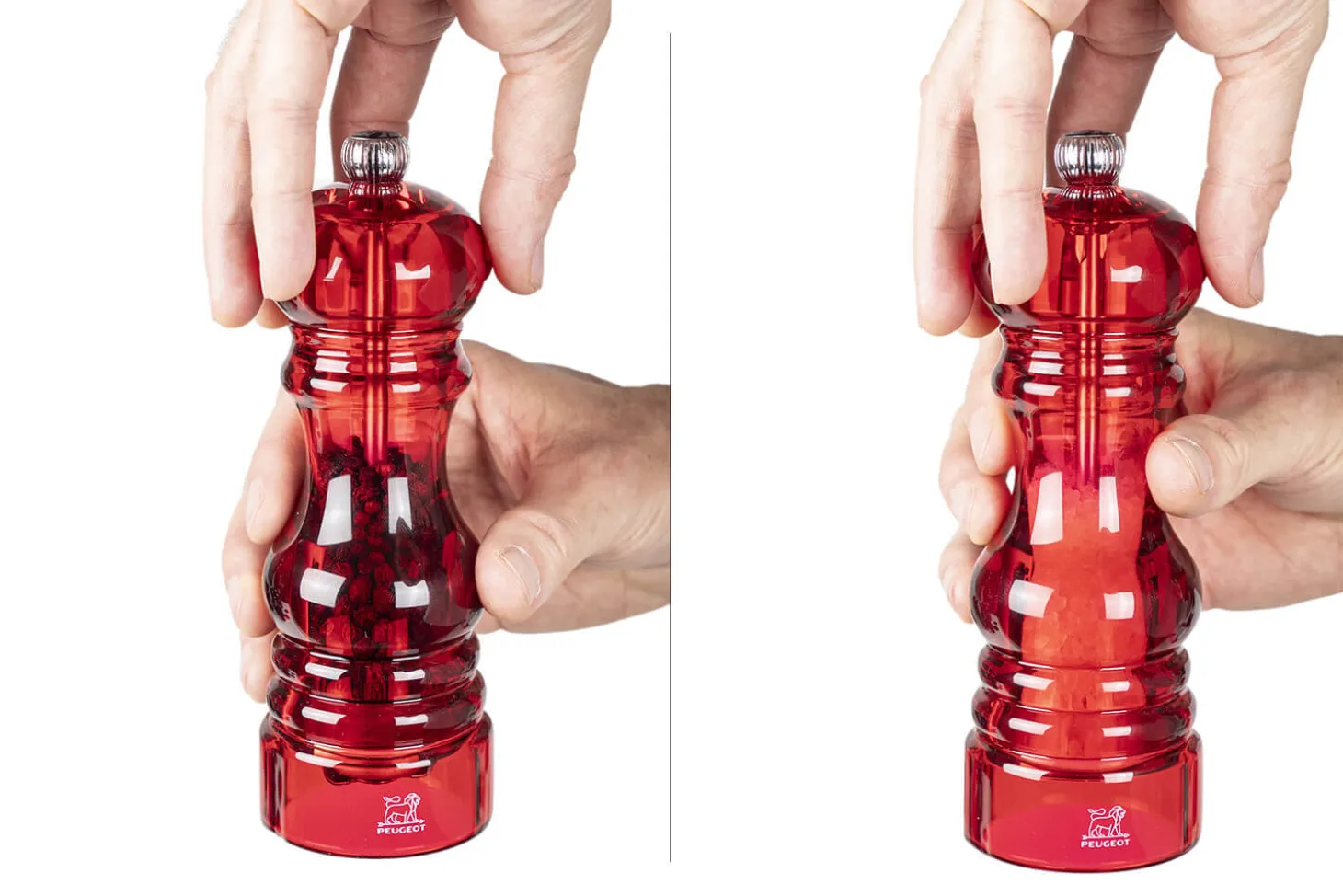 Coffret cadeau 2 moulins Peugeot Podium en acrylique rouge 18cm