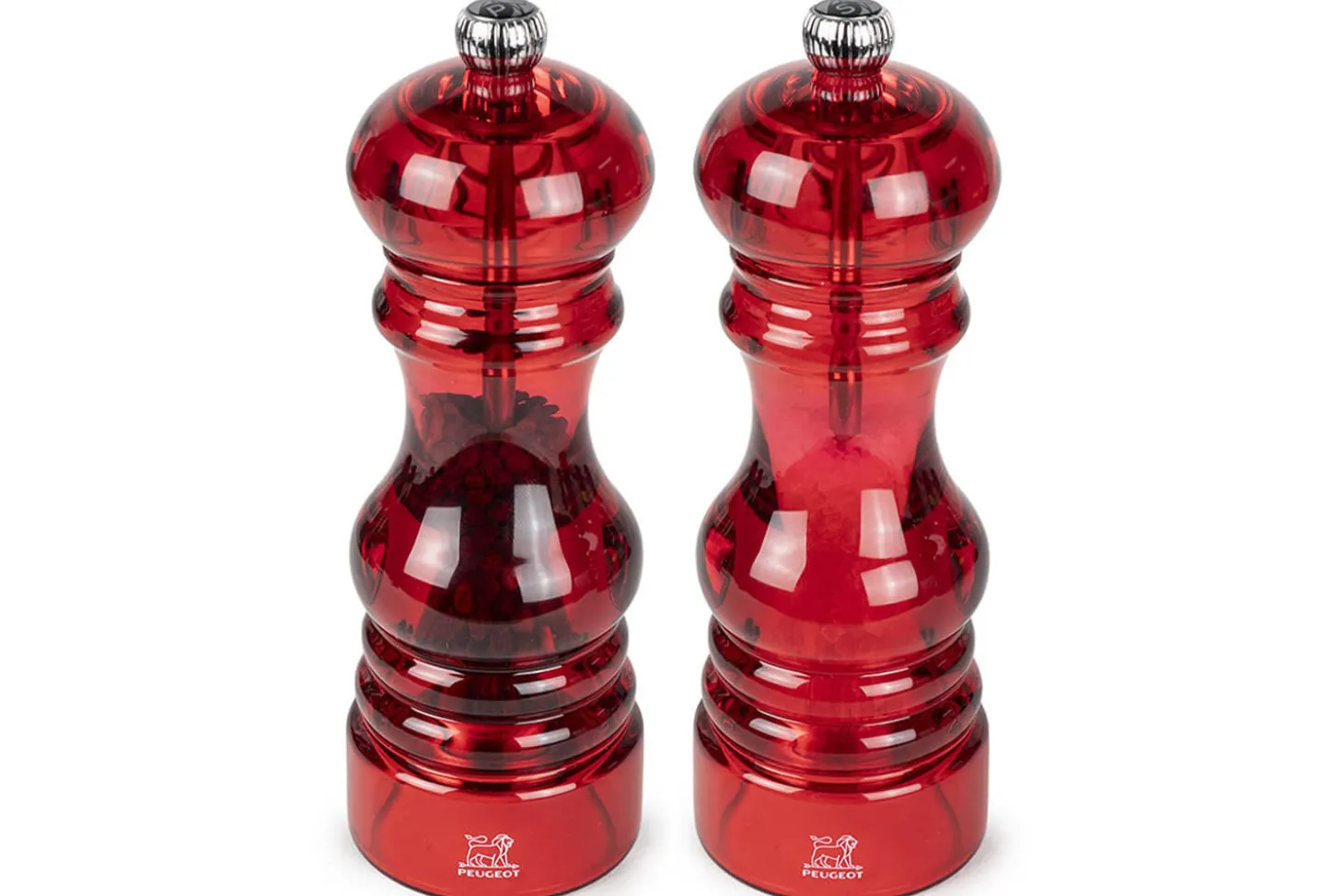 Coffret cadeau 2 moulins Peugeot Podium en acrylique rouge 18cm