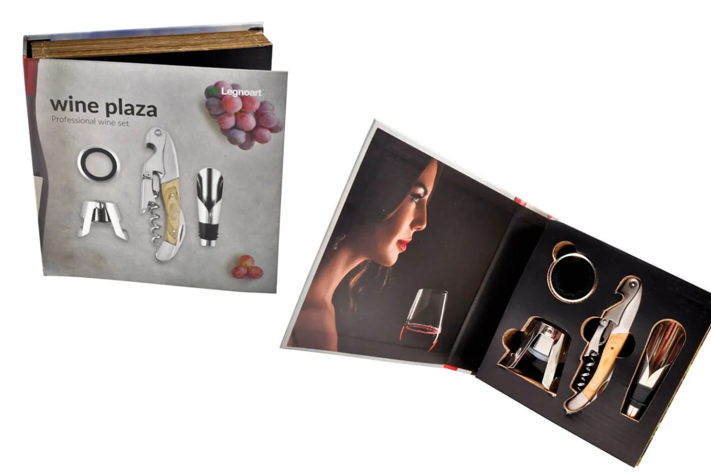 Coffret cadeau sommelier Legnoart Wine Plaza 4 accessoires