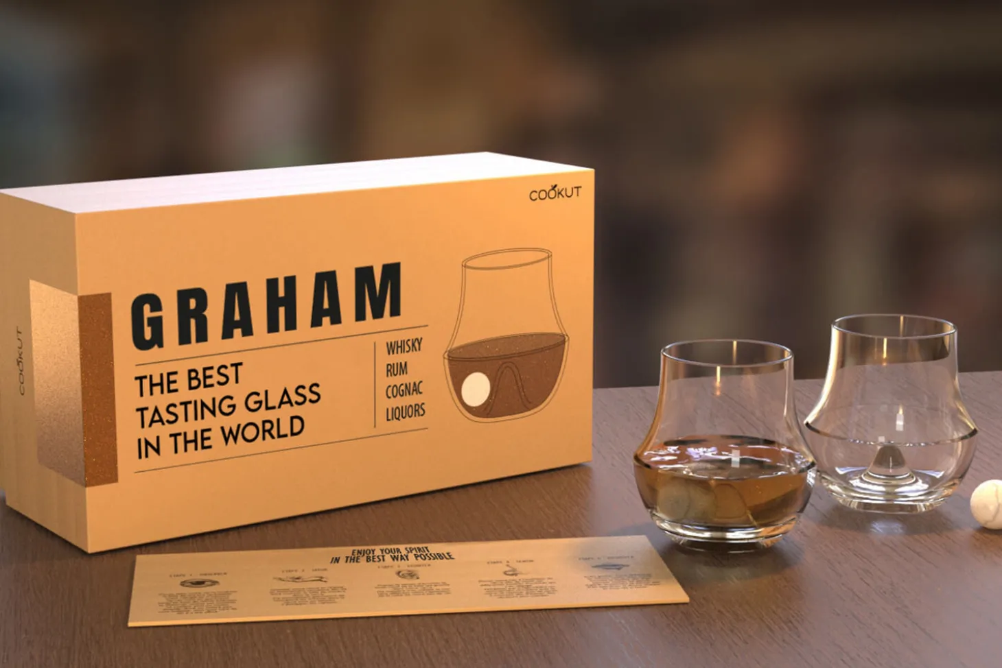 Coffret cadeau 2 verres de dégustation Cookut Graham + billes en marbre + guide