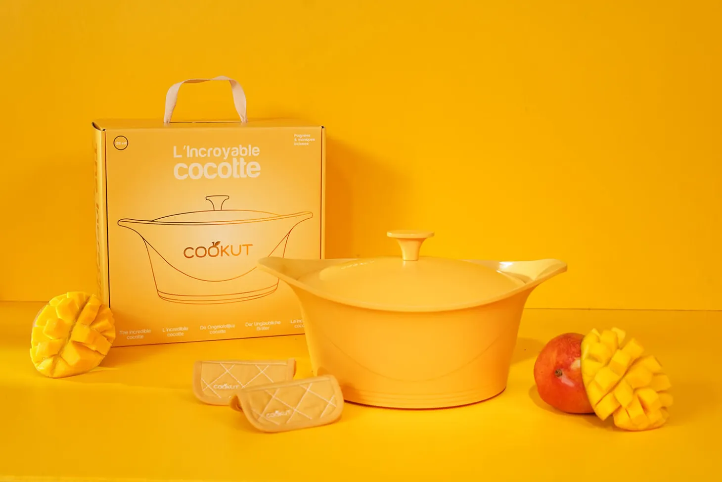 Coffret Cookut L'incroyable cocotte 24cm mangue avec poignée et maniques incluses - Édition limitée 2026