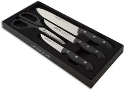 Coffret 3 couteaux + 1 ciseaux Arcos MAITRE lame acier inox NITRUM