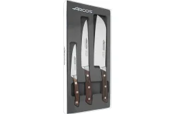 Coffret 3 couteaux de cuisine Arcos Natura : Office + Découper + Santoku
