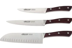 Coffret 3 couteaux de cuisine Arcos Natura : Office + Découper + Santoku