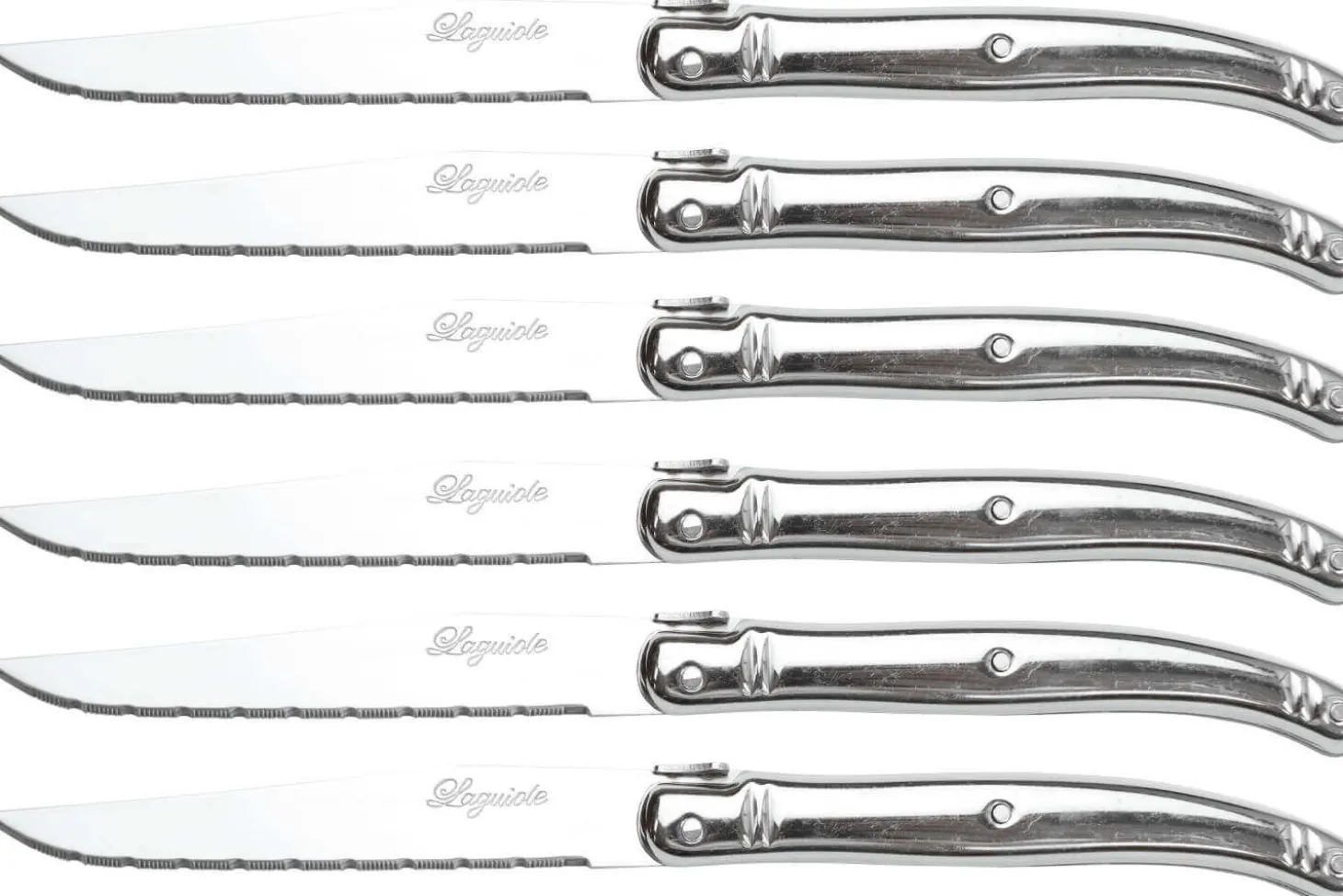 Coffret 6 couteaux de table Laguiole Les Argentés tout en acier inoxydable