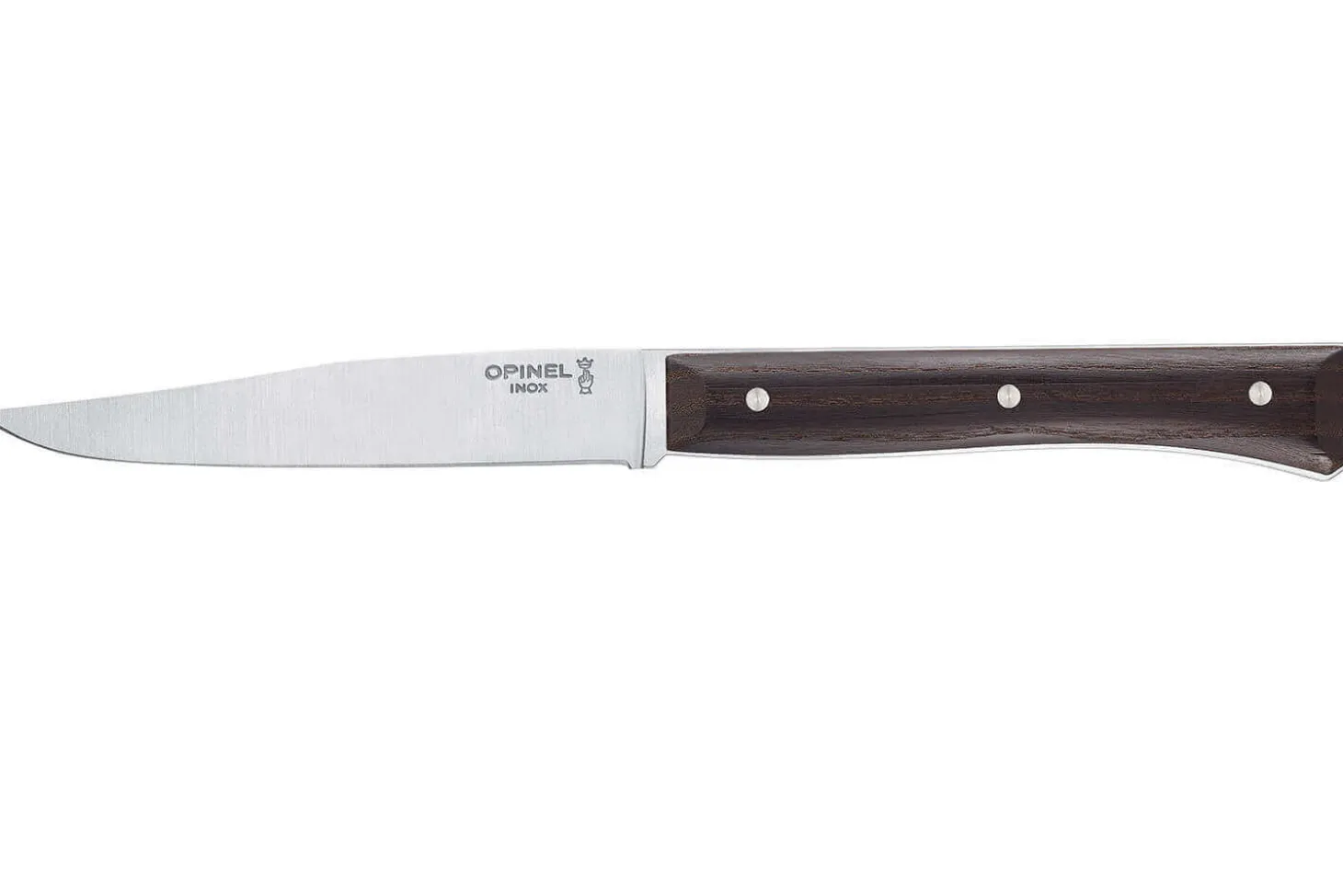 Coffret 4 couteaux de table Opinel Facette manche frêne sombre lame 11cm inox lisse