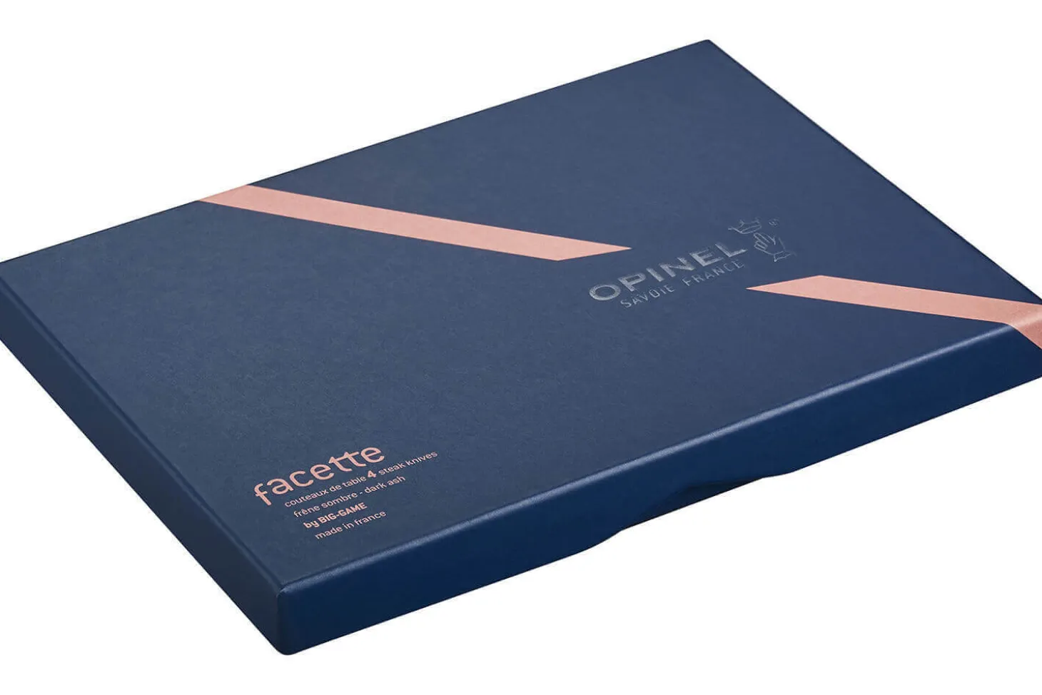 Coffret 4 couteaux de table Opinel Facette manche frêne sombre lame 11cm inox lisse