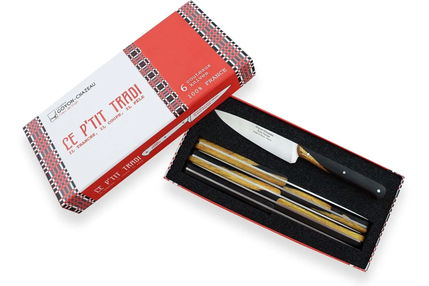 Coffret 6 couteaux d'office Le p'tit tradi Goyon-Chazeau 10cm manche grenadille
