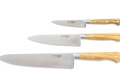 Coffret 3 couteaux en olivier Laguiole en Aubrac : Office + Universel + Chef