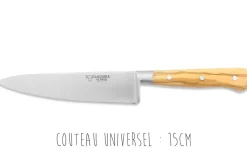 Coffret 3 couteaux en olivier Laguiole en Aubrac : Office + Universel + Chef