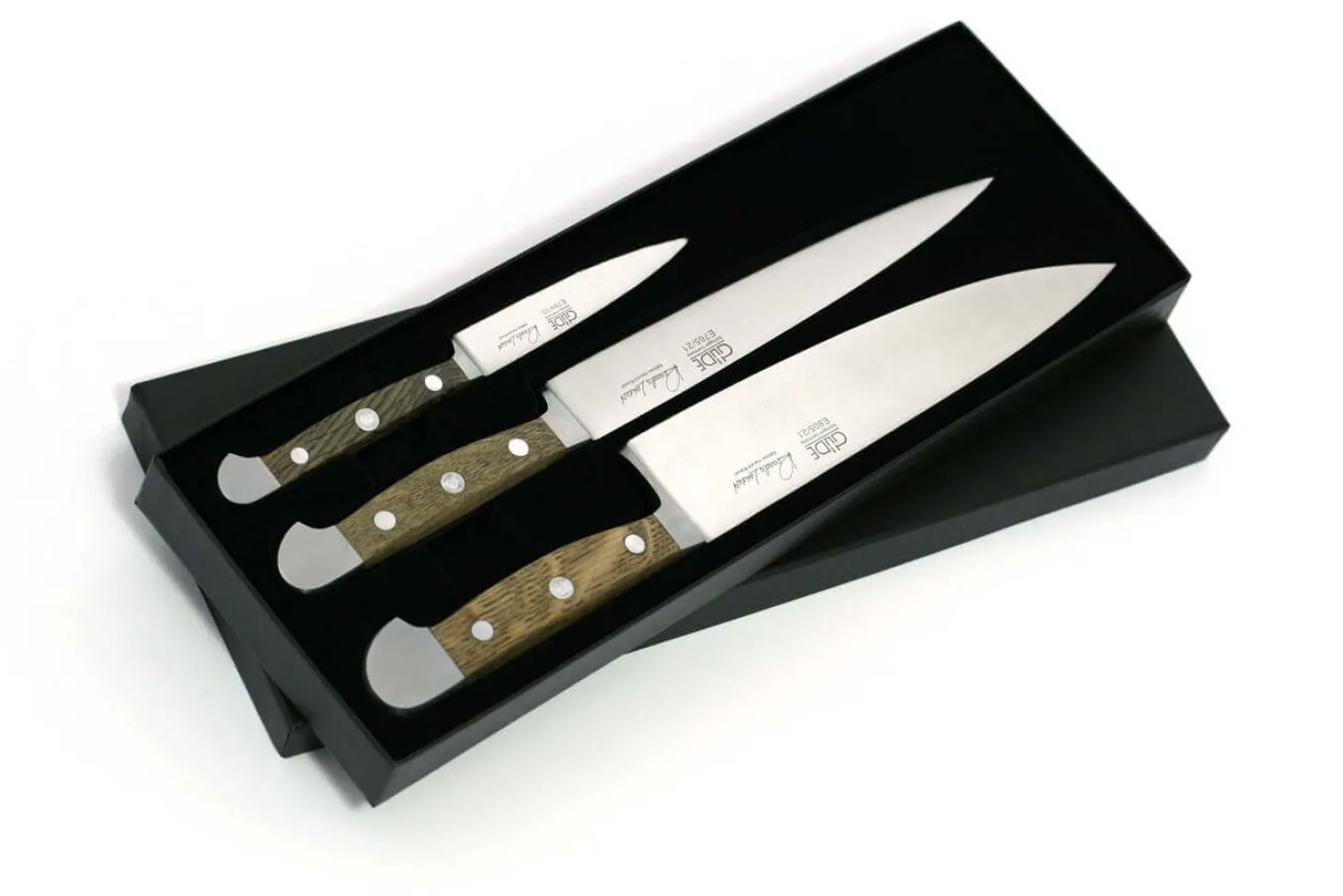 Coffret 3 couteaux forgés Güde Alpha Chêne