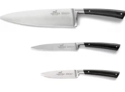 Coffret 3 couteaux forgés Sabatier Edonist acier inox manche noir